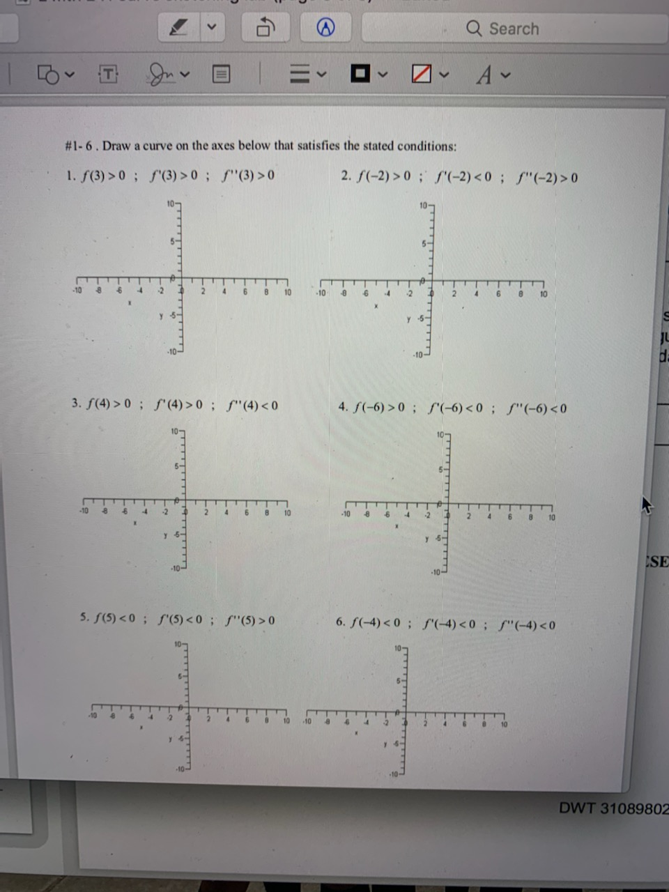 Solved Q Search = 0 Av #1-6. Draw a curve on the axes below | Chegg.com