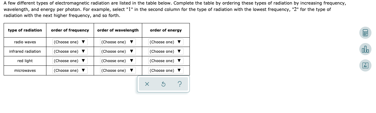 solved-a-few-different-types-of-electromagnetic-radiation-chegg