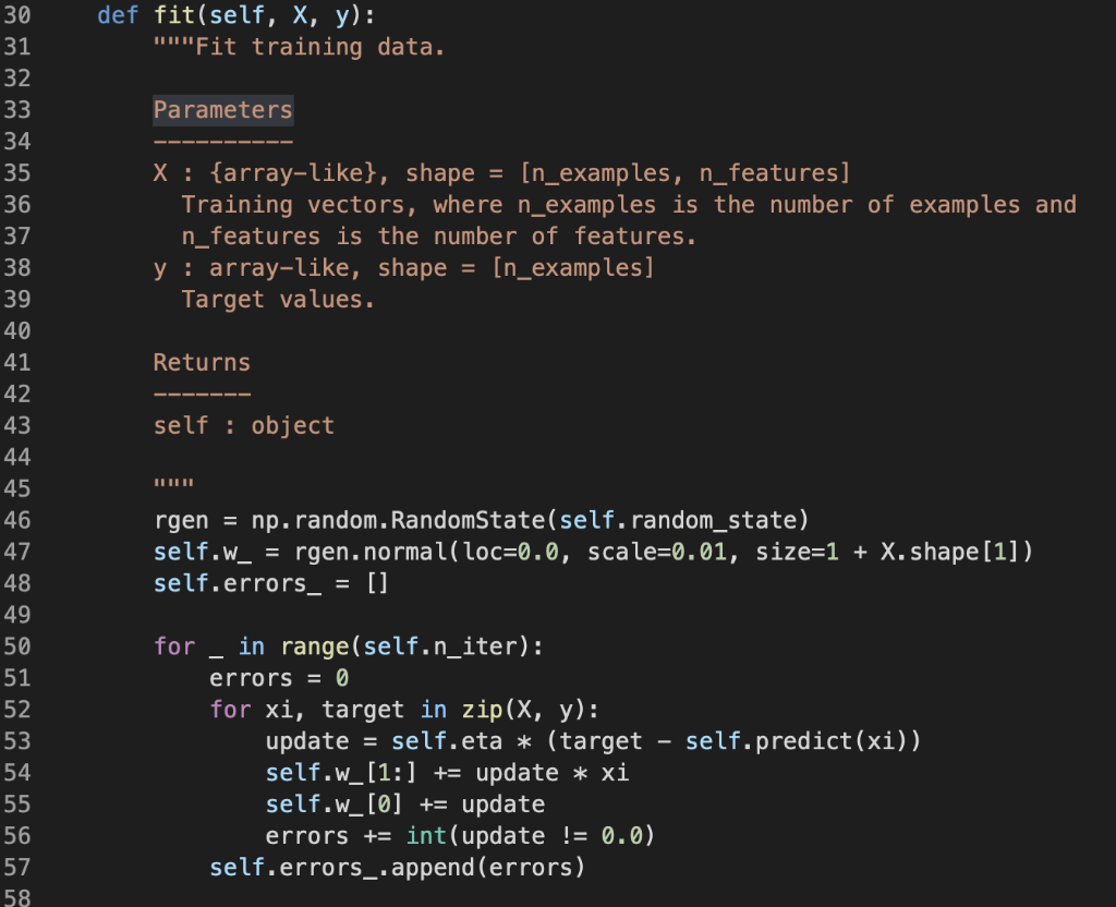 Solved 1 import numpy as np 4 class Perceptron (object): | Chegg.com