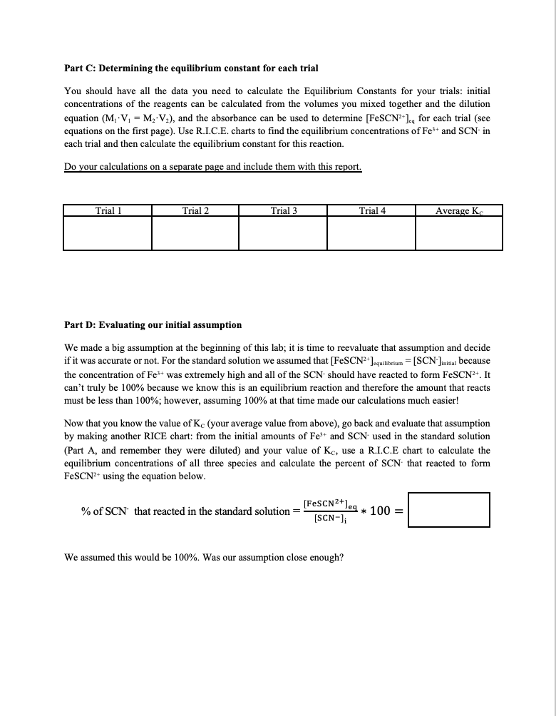 Finding the Equilibrium Constant, Ko Materials