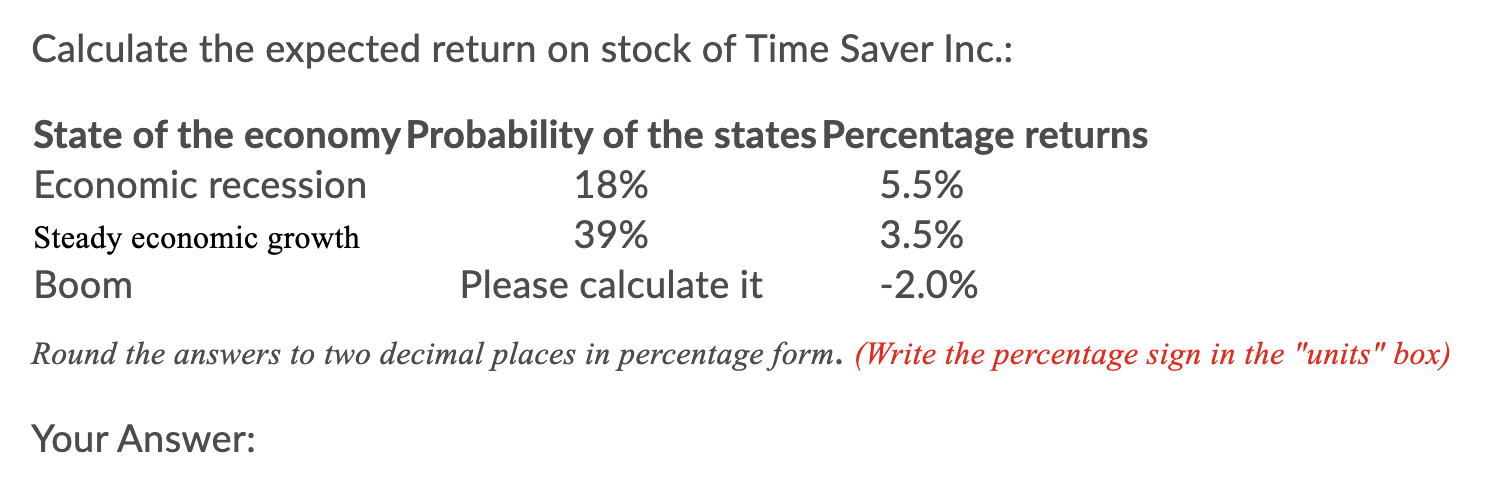 solved-calculate-the-expected-return-on-stock-of-time-saver-chegg