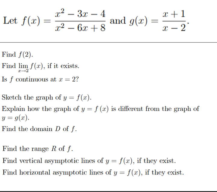 Solved Let F X X2−6x 8x2−3x−4 And G X X−2x 1 Find F 2