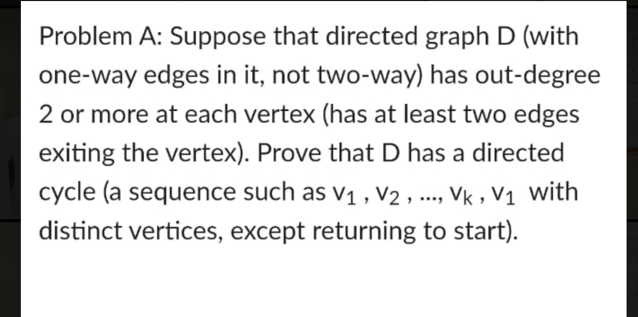 Problem A: Suppose that directed graph D (with | Chegg.com