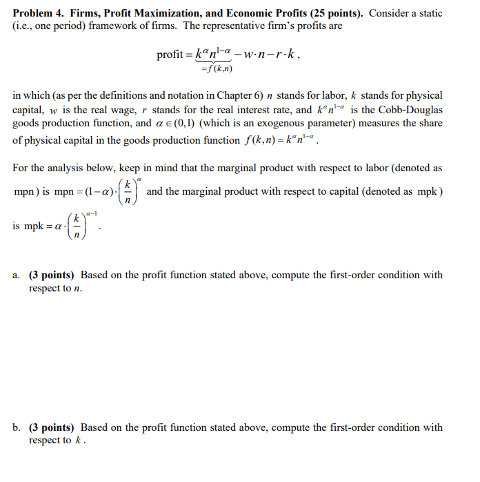 Solved Problem 4. Firms, Profit Maximization, and Economic | Chegg.com