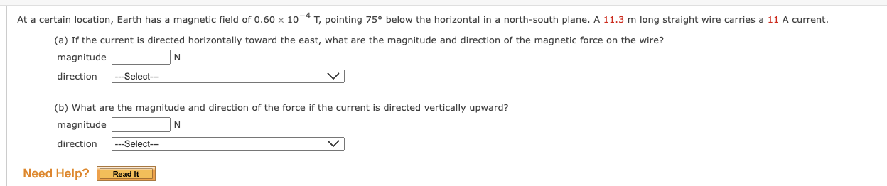 Solved At a certain location, Earth has a magnetic field of | Chegg.com