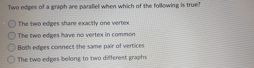 Solved Two edges of a graph are parallel when which of the | Chegg.com