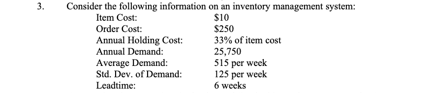 Solved 3. Consider The Following Information On An Inventory | Chegg.com