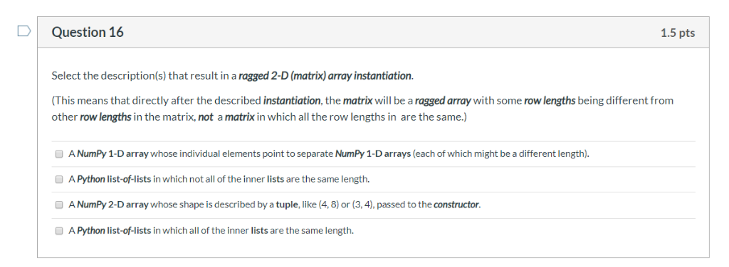 Solved D Question 12 1.5 pts Check the true statements about | Chegg.com