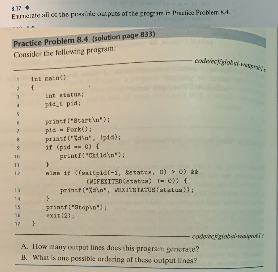 Solved enumerate all possible outputs of the program in | Chegg.com