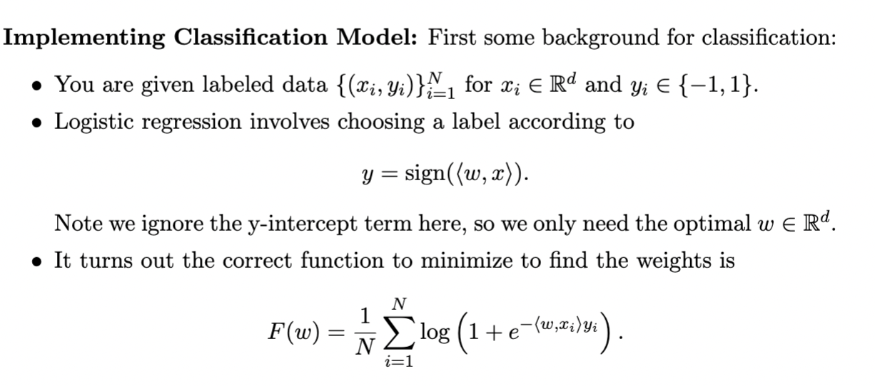 Implementing Classification Model: First some | Chegg.com
