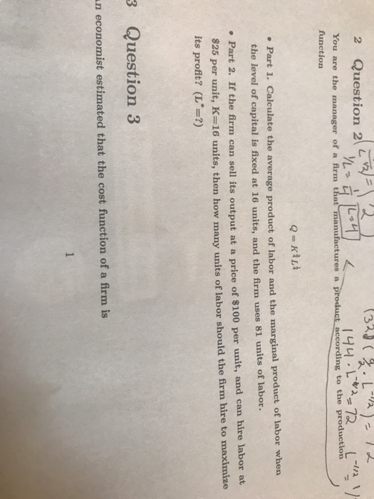 Solved Question 2(しの) ) 2 You Are The Manager Of A Firm That | Chegg.com