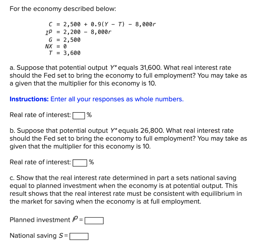 Solved For The Economy Described Below: | Chegg.com