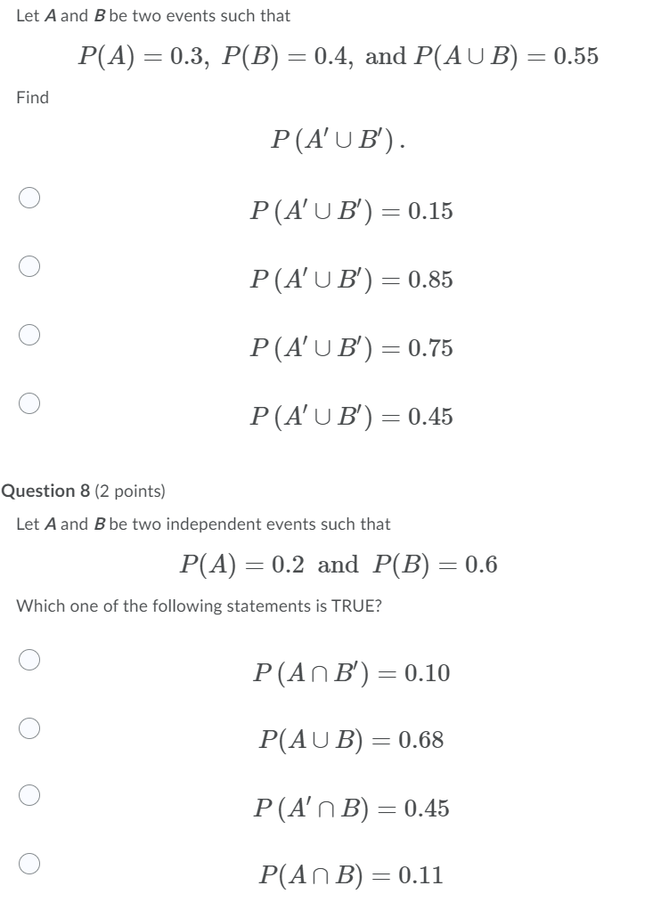 Solved Let A And B Be Two Events Such That P(A) = 0.3, P(B) | Chegg.com ...