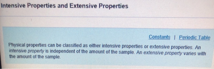 Classify the Following as Intensive or Extensive Properties of Copper.