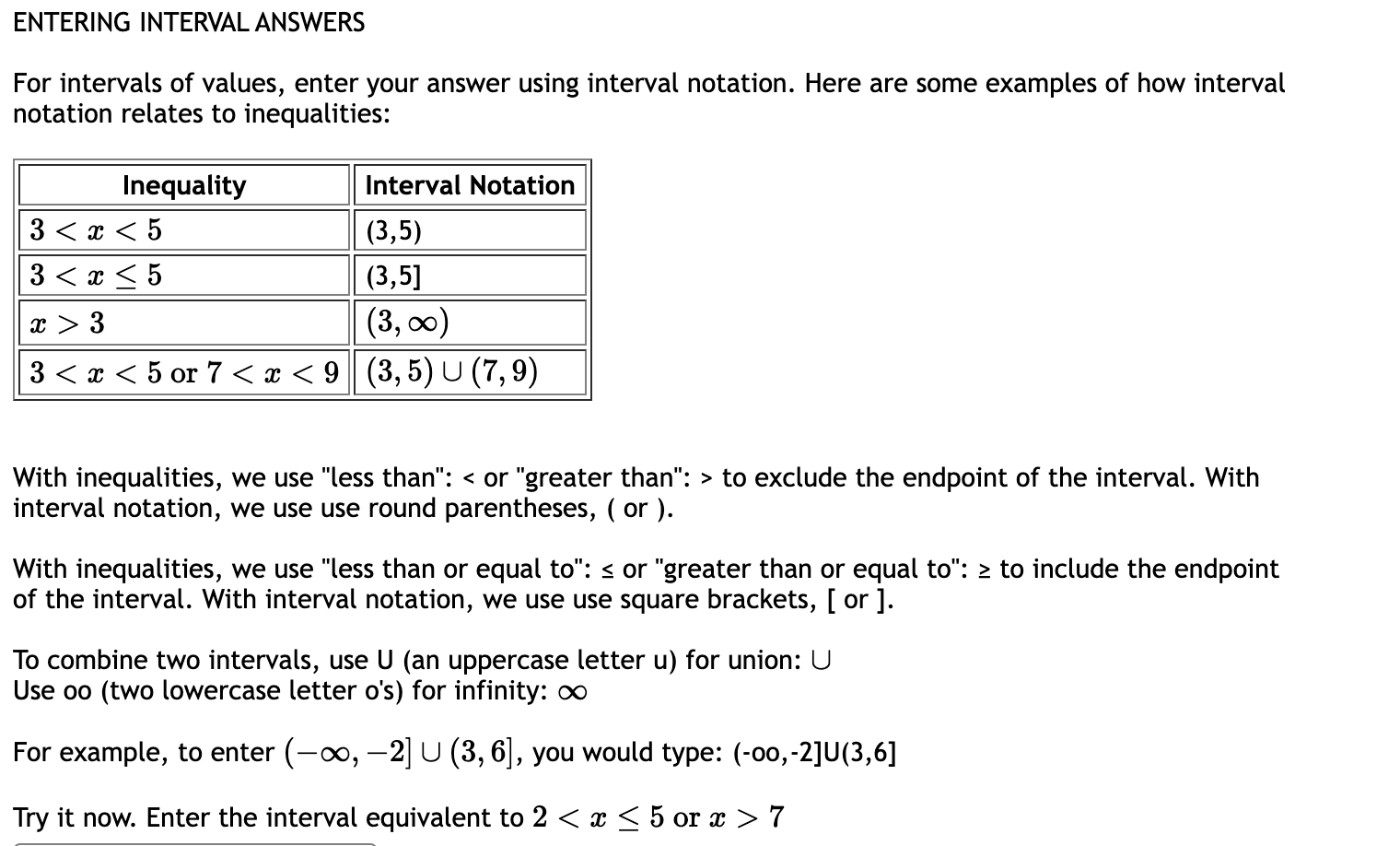 Solved ENTERING INTERVAL ANSWERSFor intervals of values, | Chegg.com