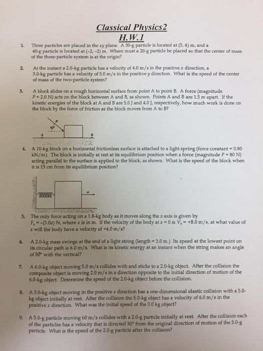 Particle Physics Math Answer Solved Classical Physics2 H.W.I 1. Three particles are | Chegg.com