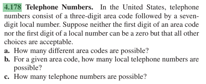 Solved 4.178 Telephone Numbers. In the United States, | Chegg.com