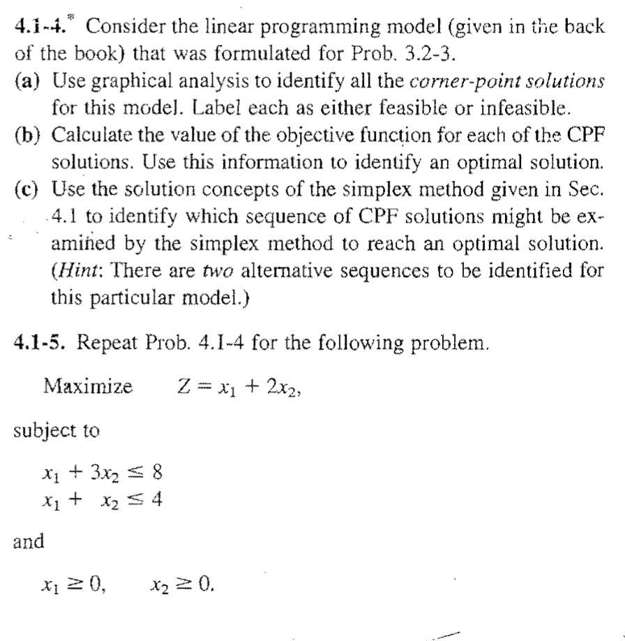 Solved 4.1-4. Consider The Linear Programming Model (given | Chegg.com