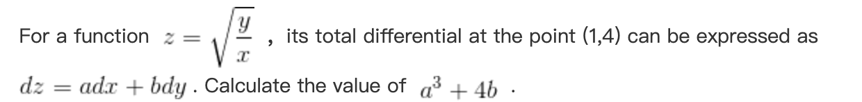 Solved For a function z=1 9, its total differential at the | Chegg.com