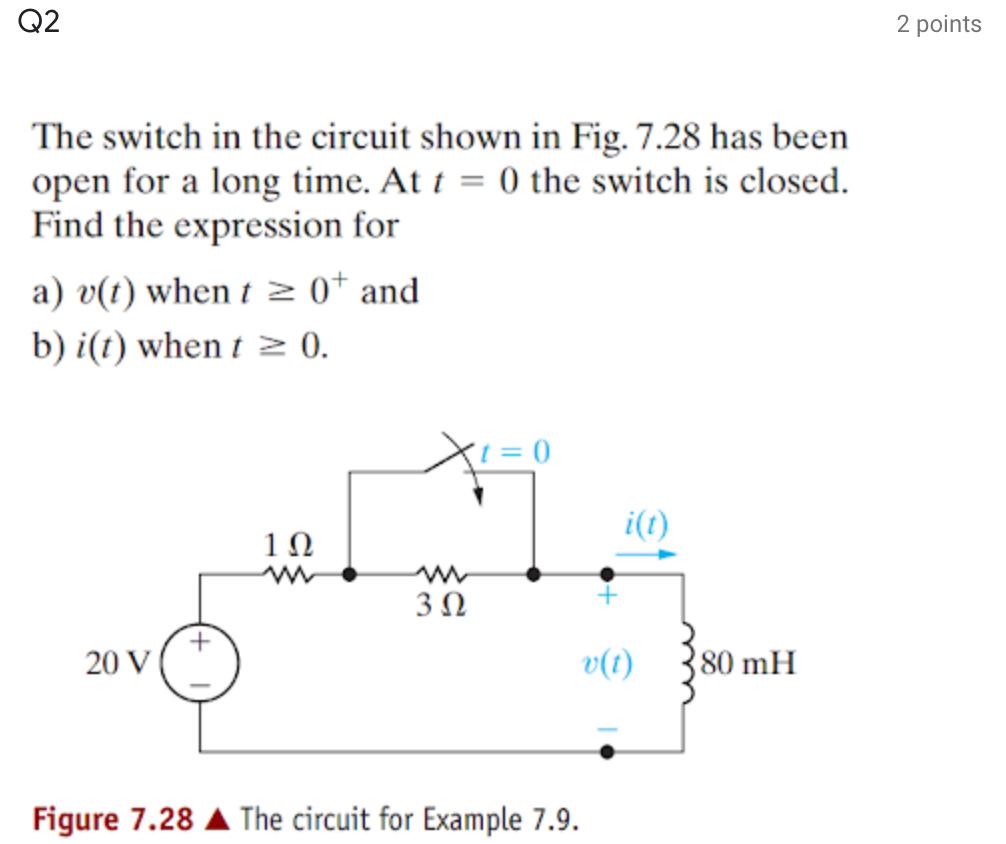 Solved Q2 2 Points The Switch In The Circuit Shown In Fig. | Chegg.com