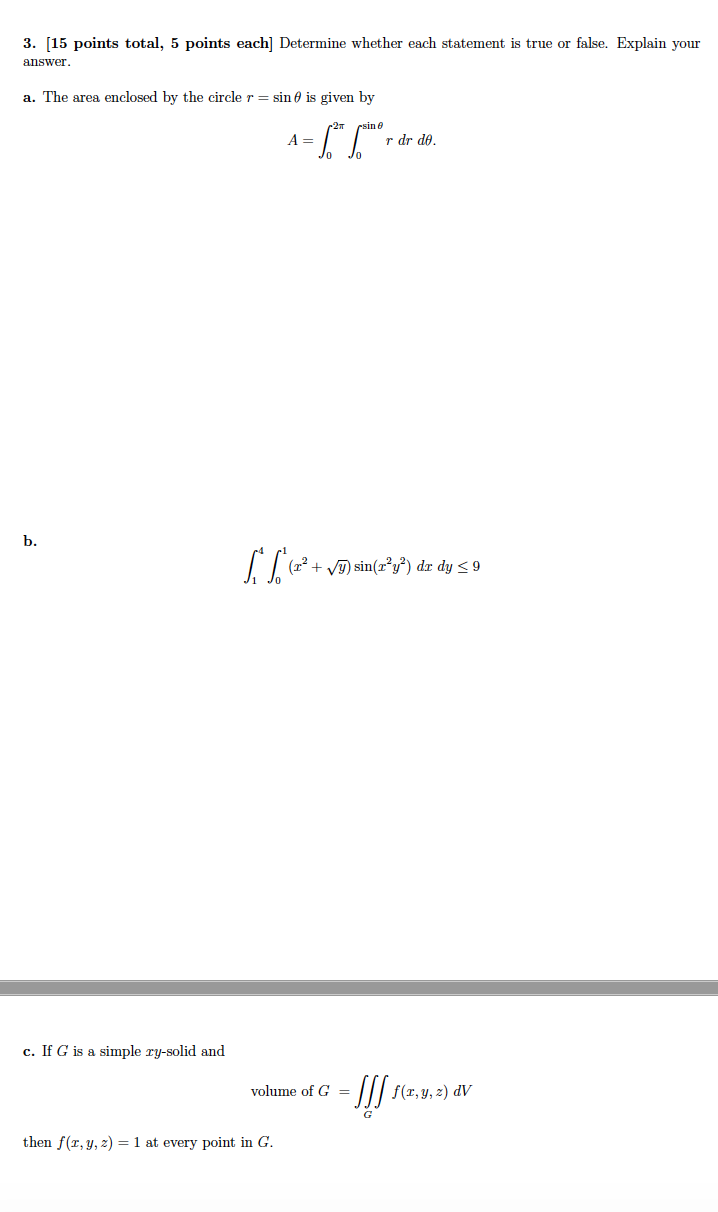 Solved 3. (15 points total, 5 points each] Determine whether | Chegg.com