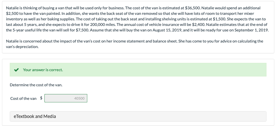 Natalie Is Thinking Of Buying A Van That Will Be Used | Chegg.com