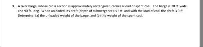 Solved A River Barge, Whose Cross Section Is Approximately | Chegg.com