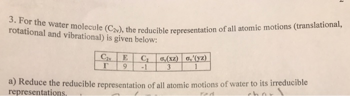 Solved 3. For the water molecule rotational and vibrational) | Chegg.com