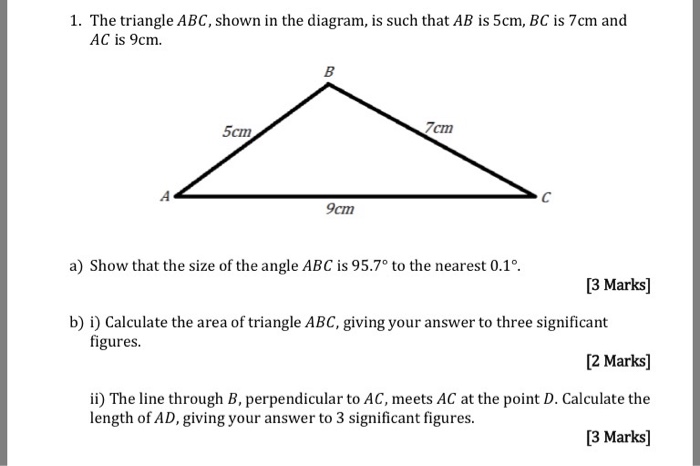 Solved 1. The triangle ABC, shown in the diagram, is such | Chegg.com