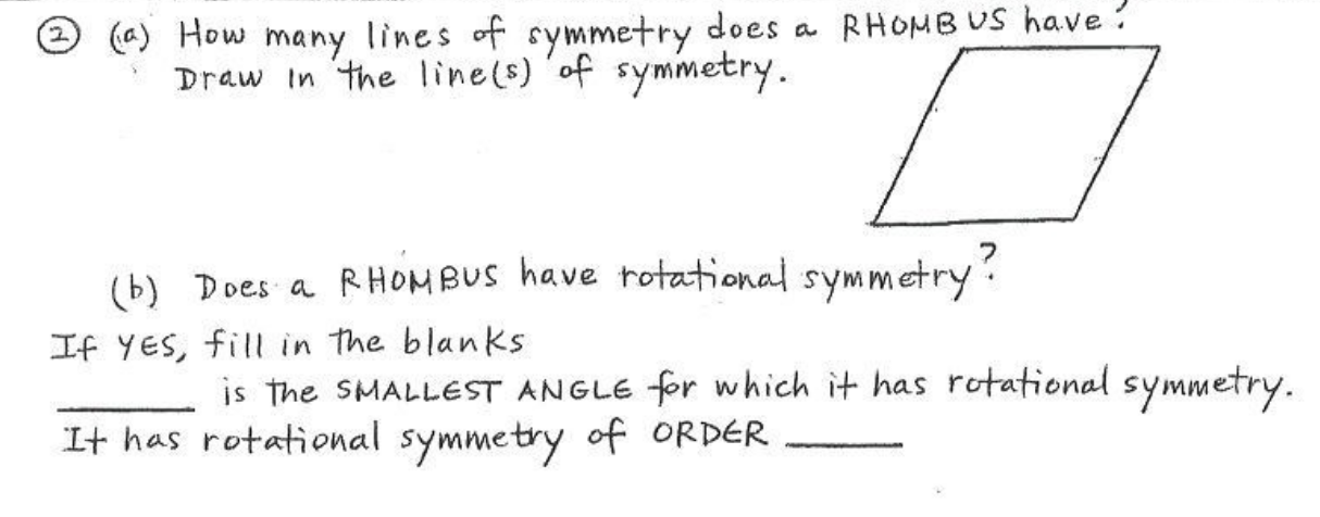 Rhombus Lines of Symmetry - Line and Rotational Symmetry in a Rhombus