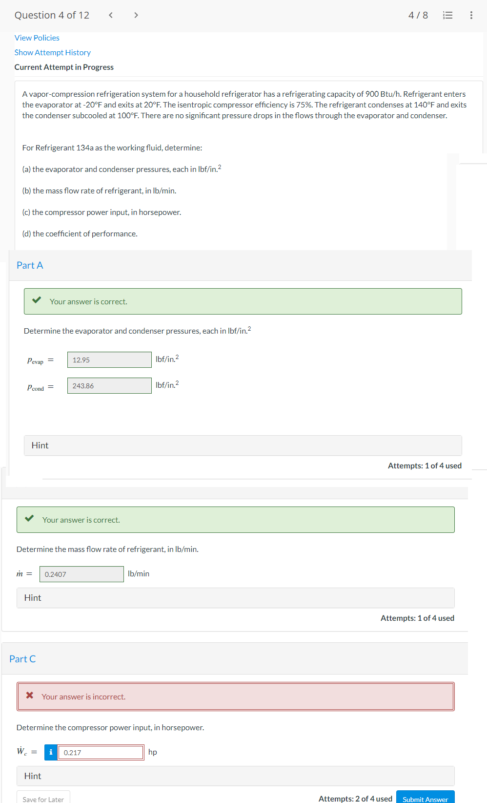 Solved NEED ANSWERS ONLY FOR PART C AND D! ANSWERS FOR PART | Chegg.com