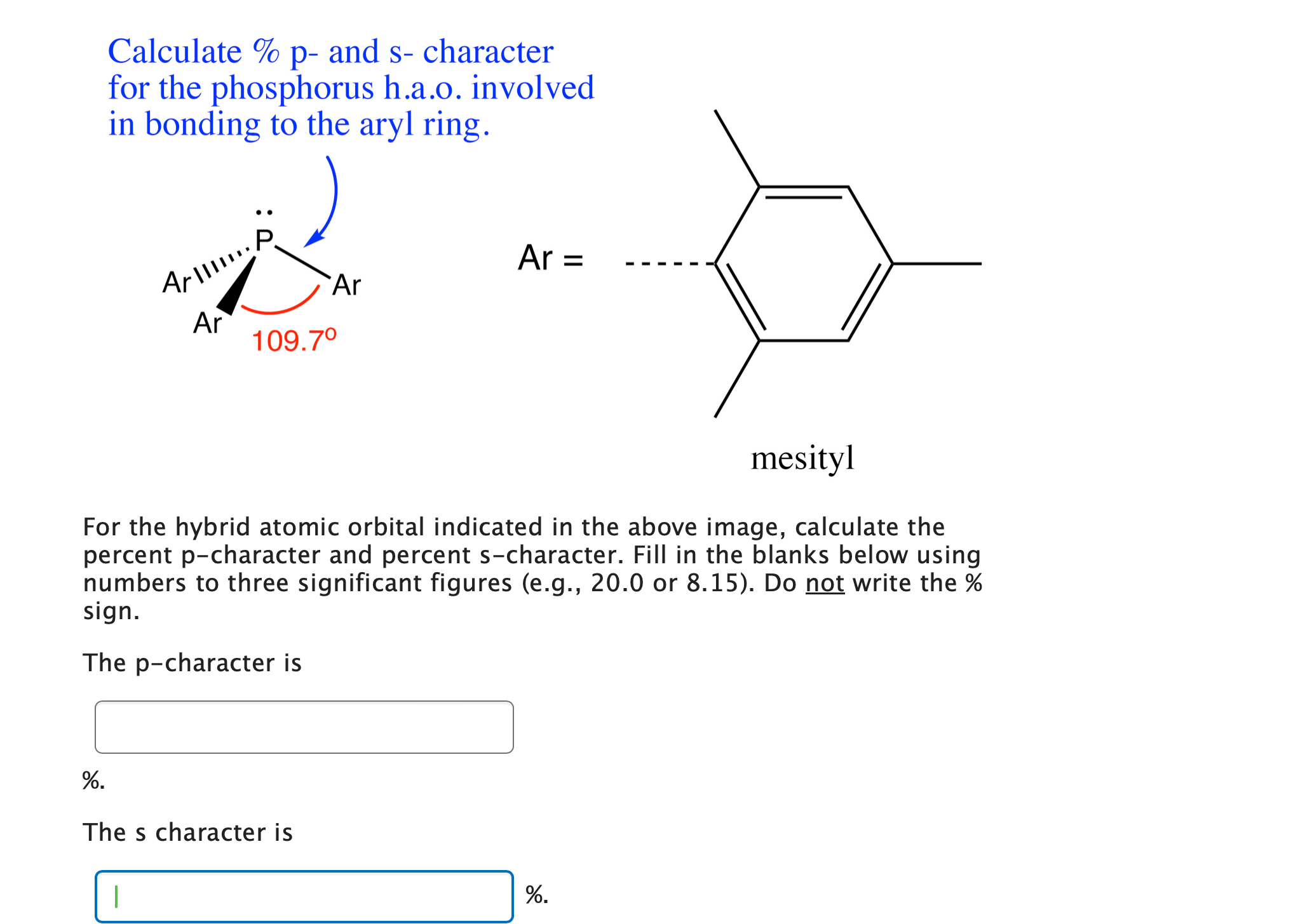 Solved Calculate %p - ﻿and s- ﻿characterfor the phosphorus | Chegg.com