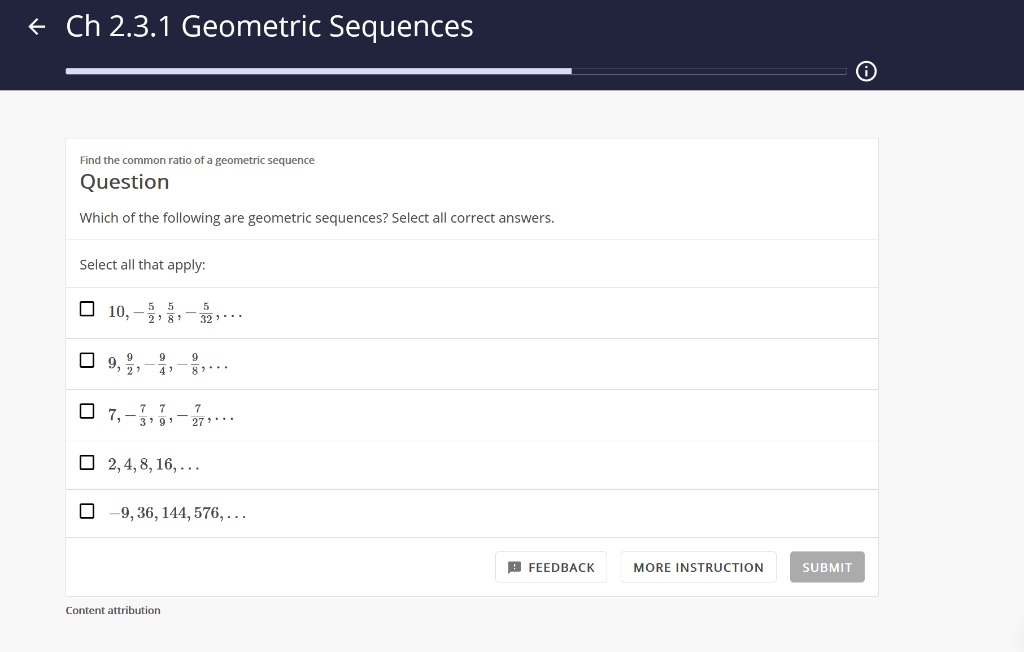 Solved Ch 2 3 1 Geometric Sequences Find The Common Ratio Chegg