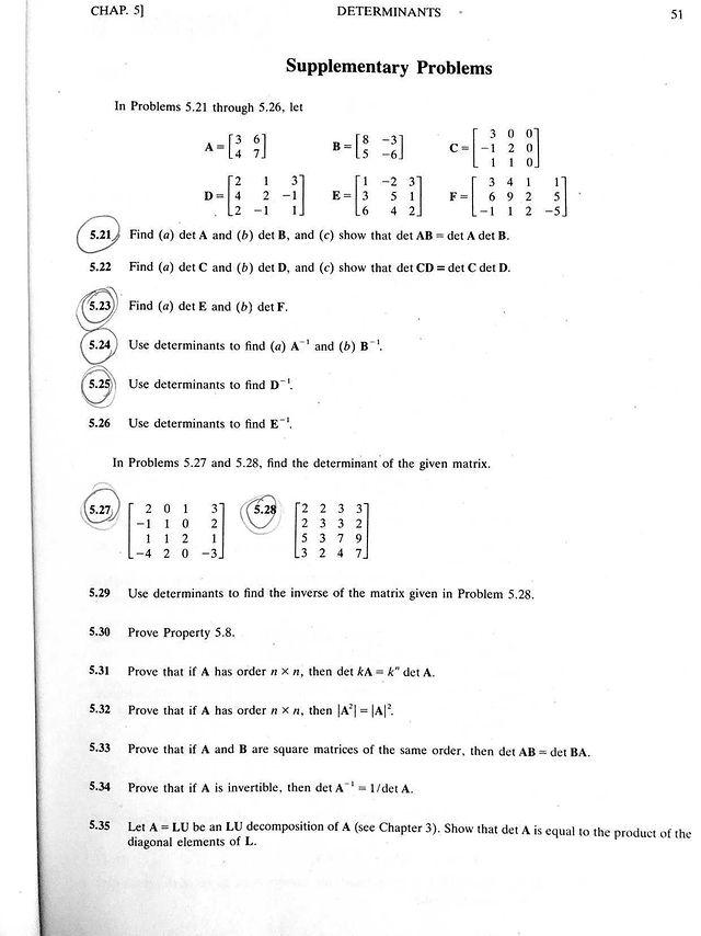 Solved CHAP 5] DETERMINANTS 51 Supplementary Problems In | Chegg.com