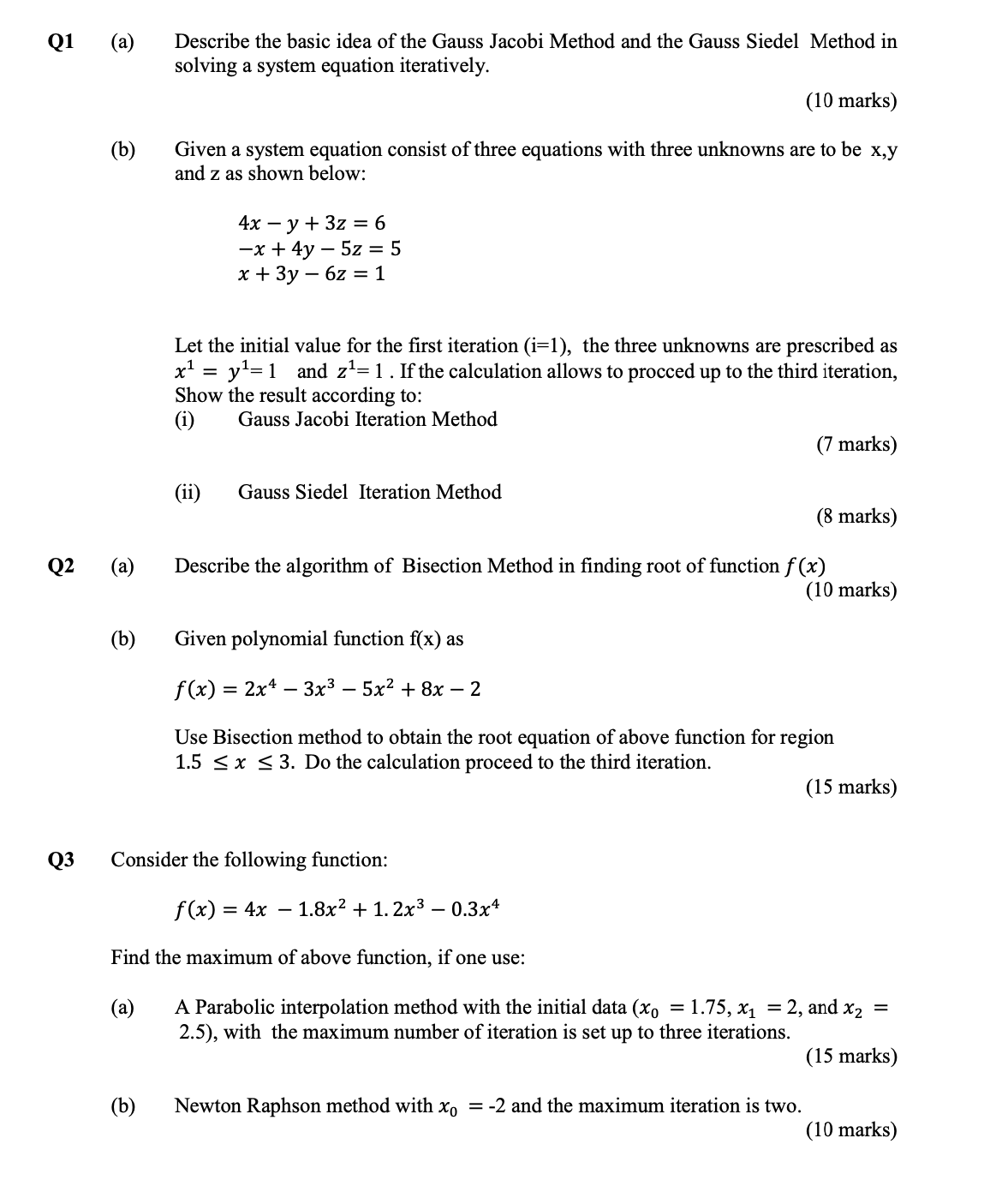 Solved Q1 (a) Describe the basic idea of the Gauss Jacobi | Chegg.com