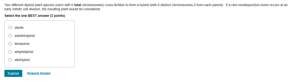 Solved Two different diploid plant species (each with 6 | Chegg.com