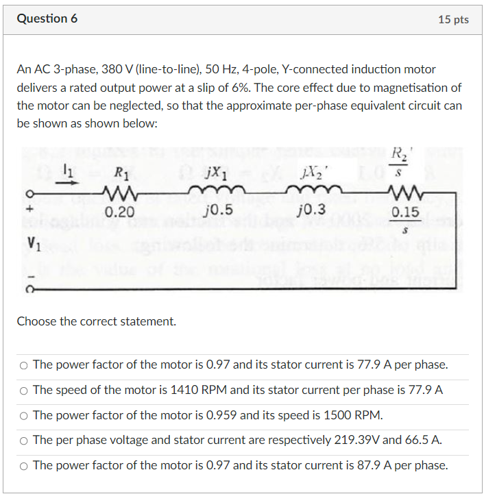 Solved An AC 3-phase, 380 V (line-to-line), 50 Hz, 4-pole, | Chegg.com