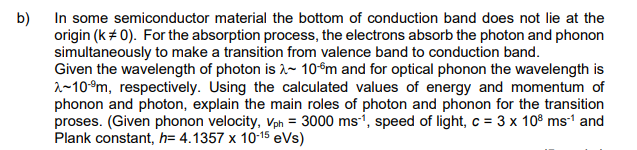 Solved B) In Some Semiconductor Material The Bottom Of | Chegg.com