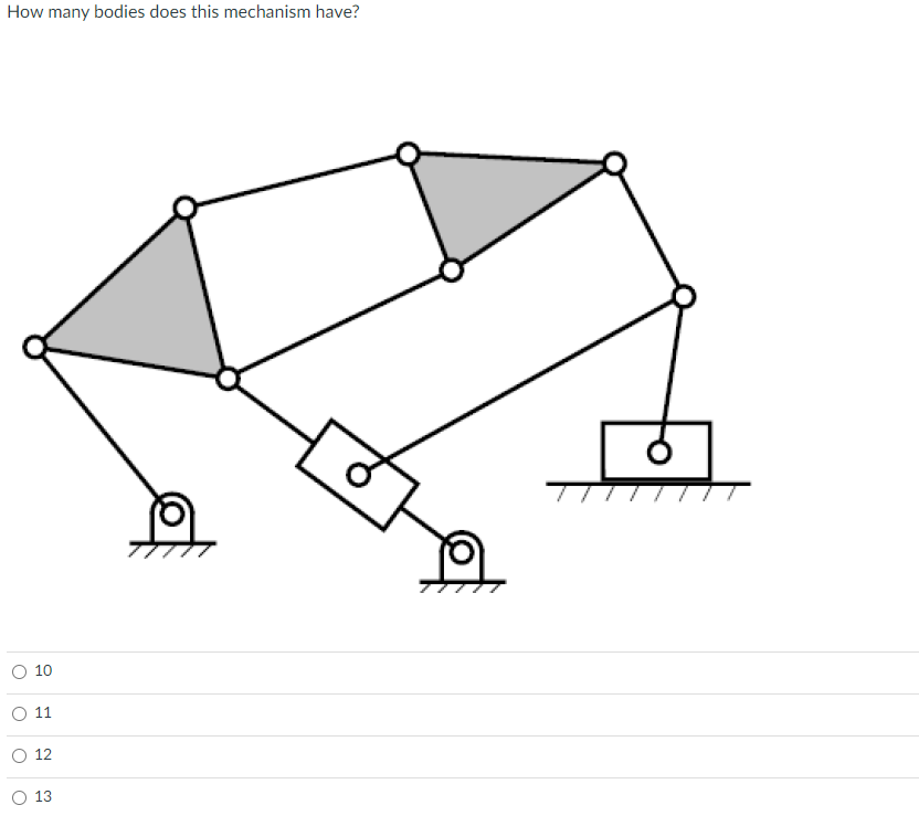 Solved How many bodies does this mechanism have? 10 11 O 12