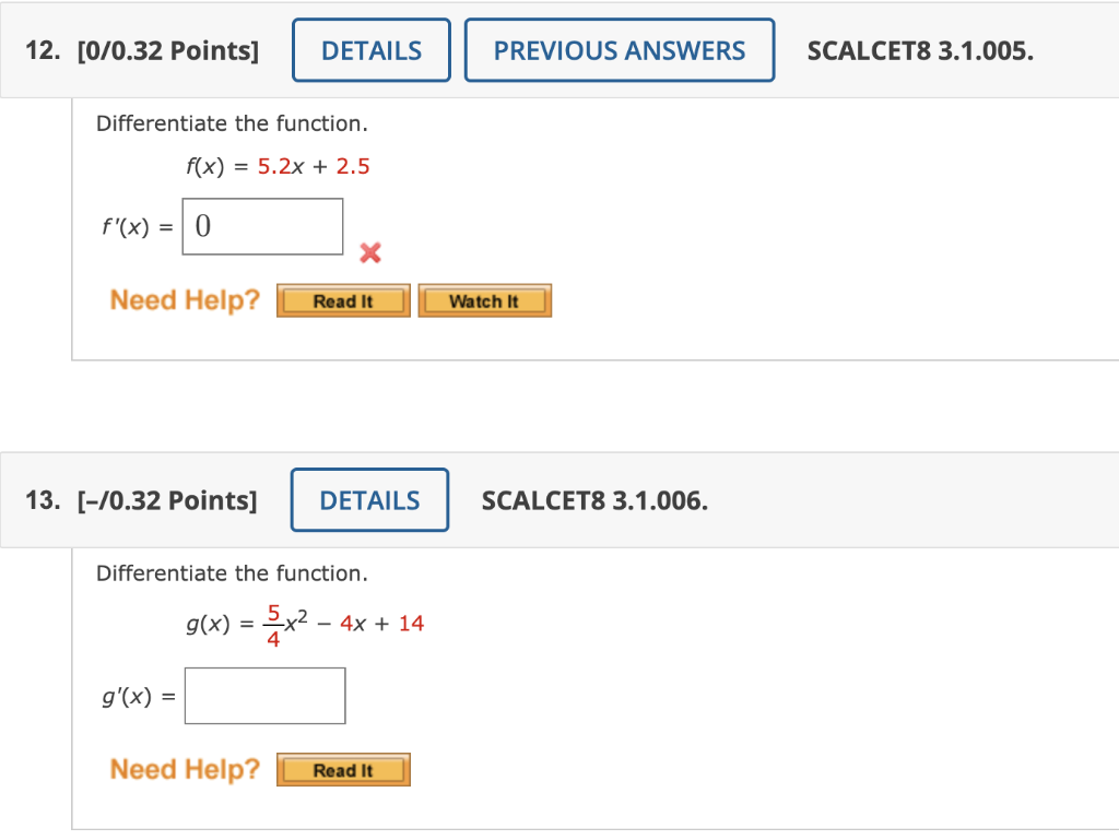 Solved 12. [0/0.32 Points] DETAILS PREVIOUS ANSWERS SCALCET8 | Chegg.com