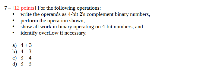 Solved 7 - [12 points ] For the following operations: - | Chegg.com