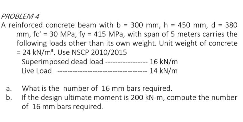 Solved PROBLEM 4 A Reinforced Concrete Beam With B = 300 Mm, | Chegg.com