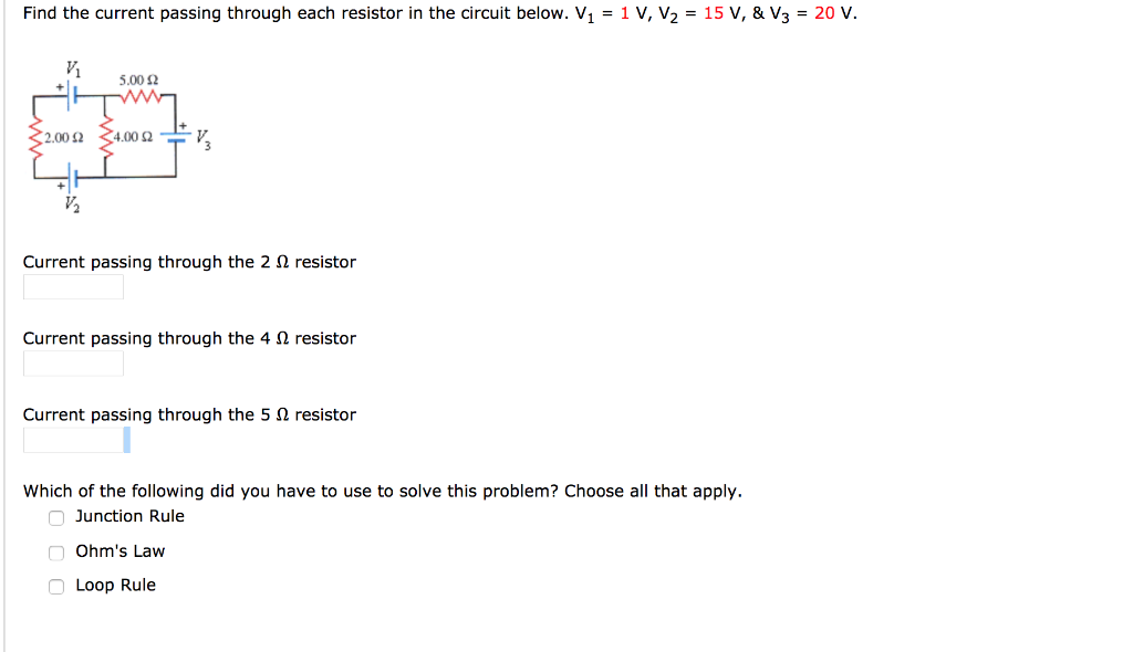 Solved Find the current passing through each resistor in the | Chegg.com