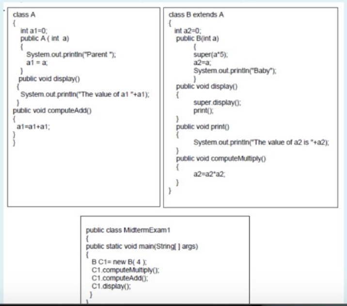 Solved class A } int al=0 public A (int a) | Chegg.com
