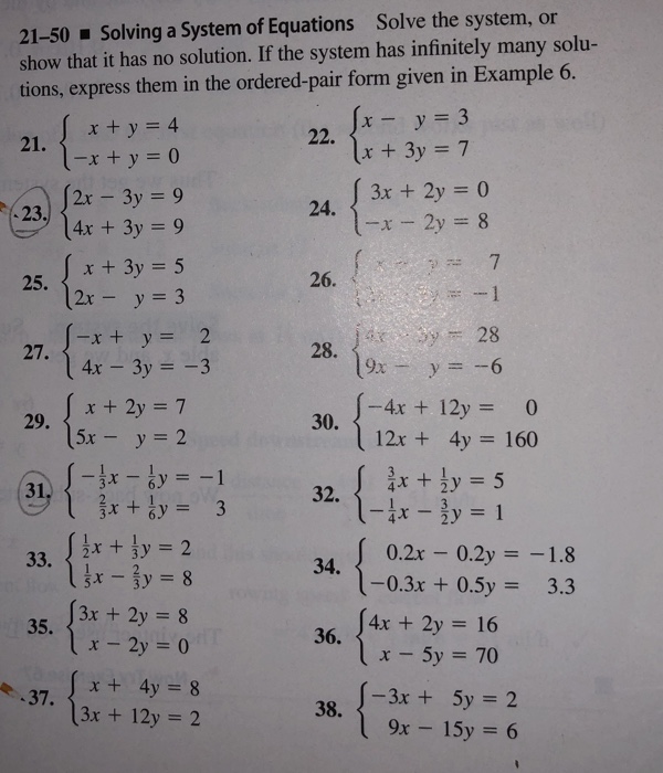 Solved 21-50 Solving a System of Equations Solve the system, | Chegg.com
