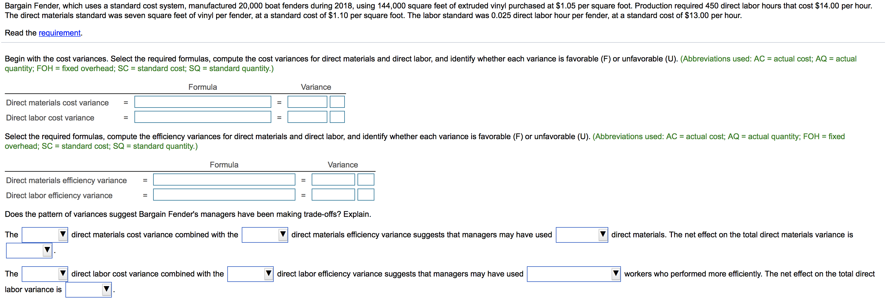 Solved Bargain Fender, which uses a standard cost system,
