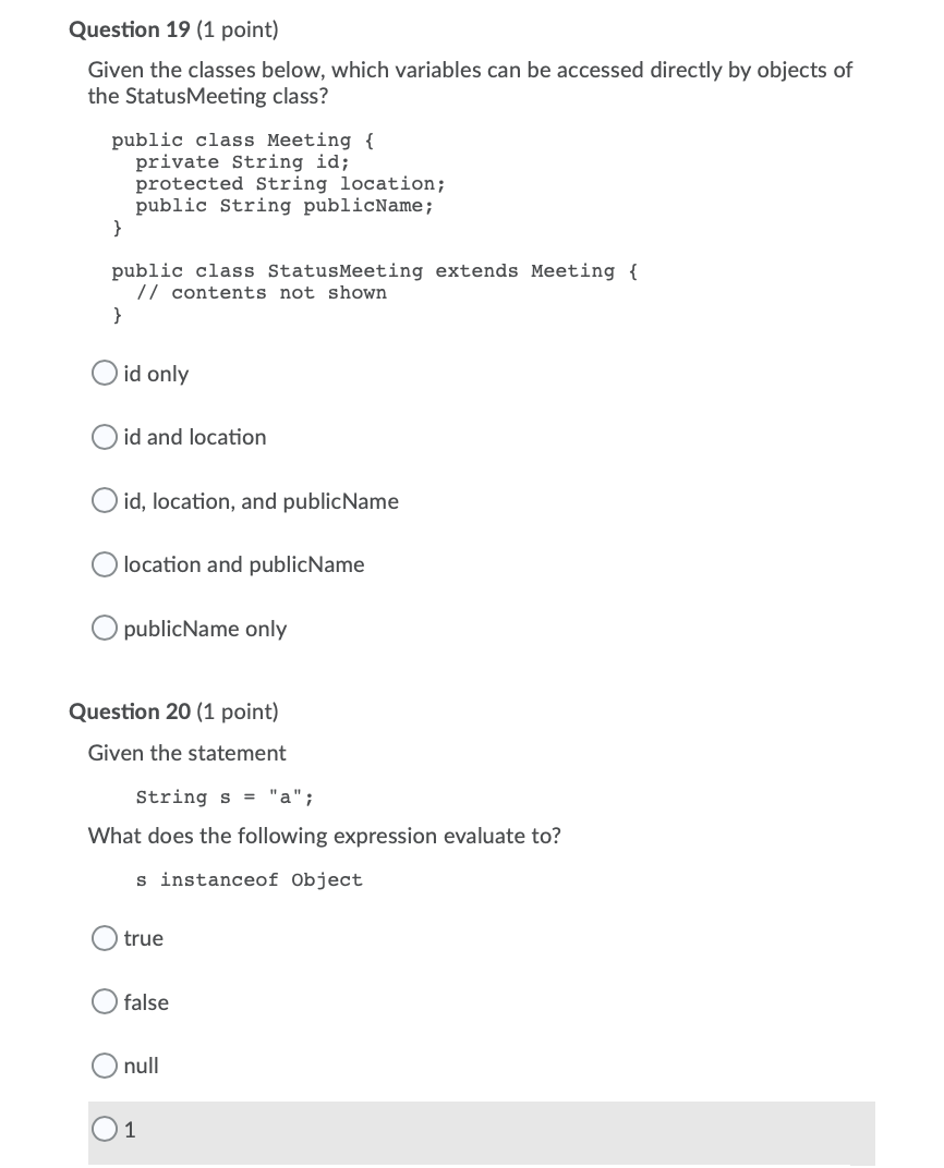 Solved Question 16 (1 point) Given the code below, what are | Chegg.com