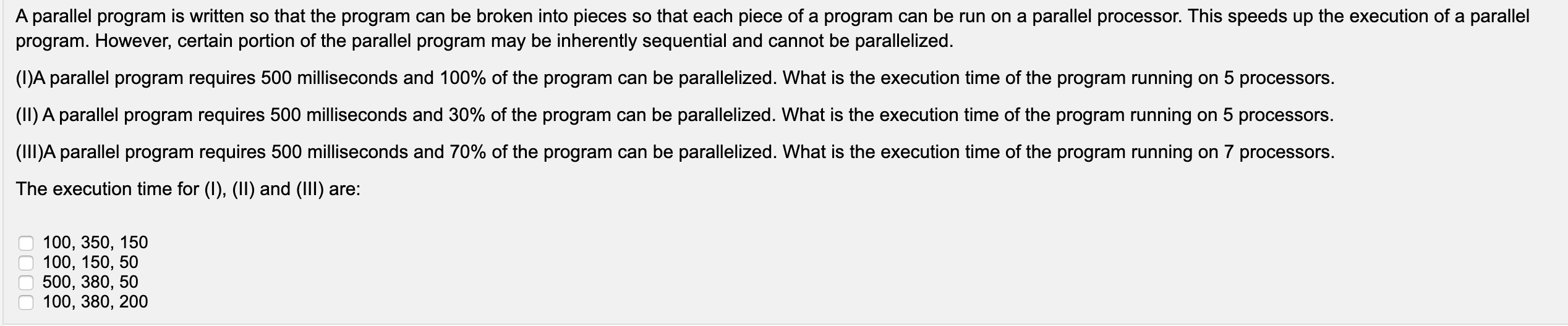 Solved A parallel program is written so that the program can | Chegg.com