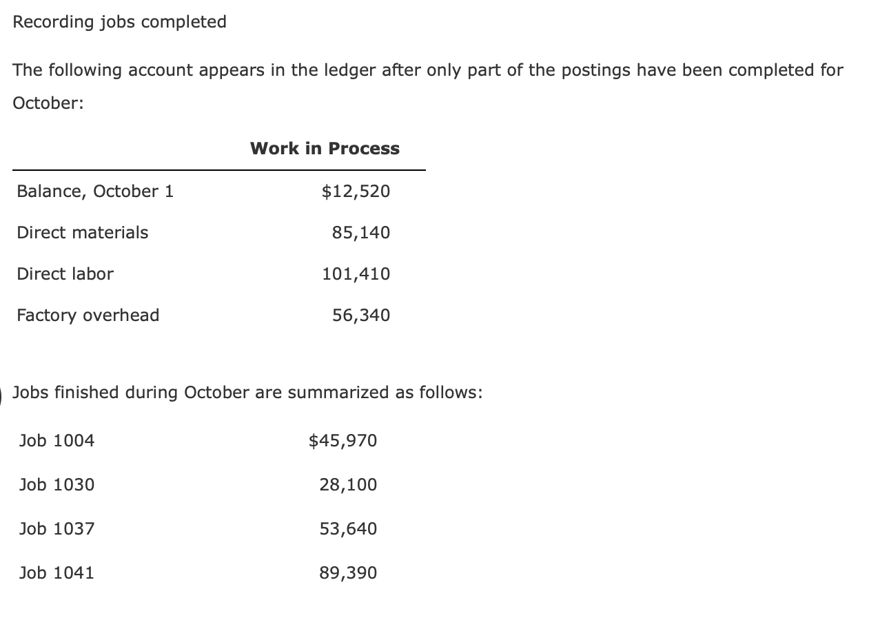 Solved Recording jobs completed The following account