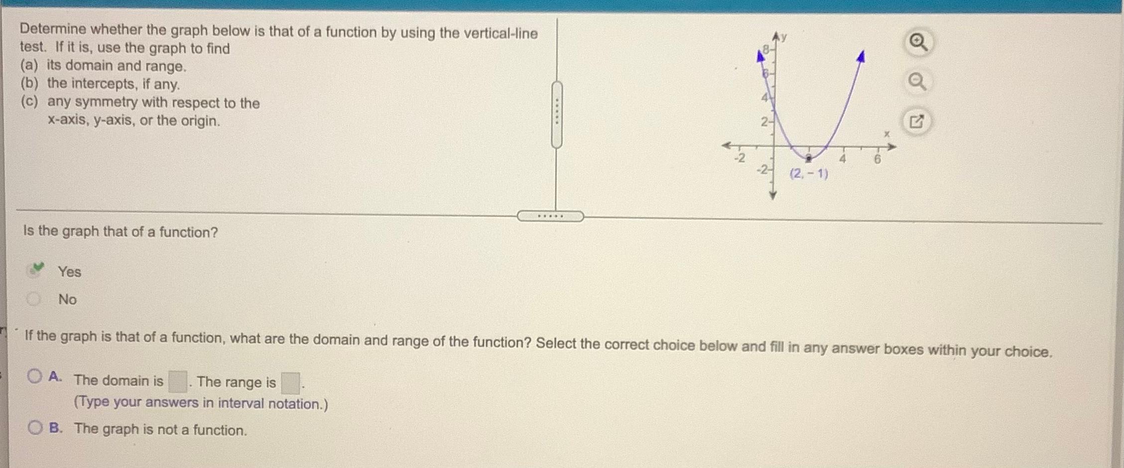 Solved Determine whether the graph is that of a function by | Chegg.com